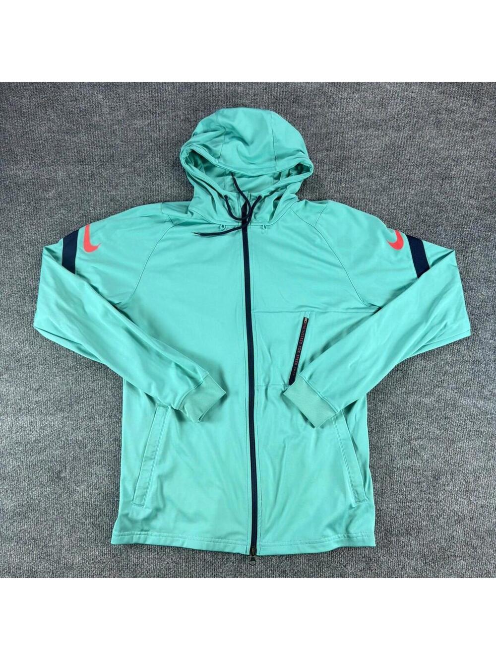Nike Futbol Aqua Blue Full Zip Hoodie Jacket Small - Soccer, World Cup, Running